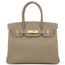 エルメス HERMES バーキン30 エトゥープ ヴォーエプソン ハンドバッグ ゴールド金具 グレージュ