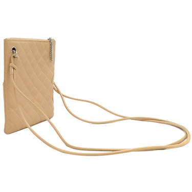 シャネル CHANEL カンボンライン ポシェット A29793 ベージュ レザー パテントレザー ショルダーバッグ シルバー金具 斜め掛け