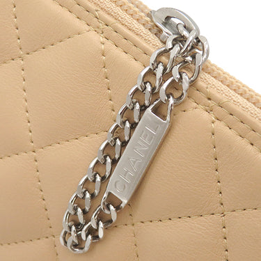 シャネル CHANEL カンボンライン ポシェット A29793 ベージュ レザー パテントレザー ショルダーバッグ シルバー金具 斜め掛け
