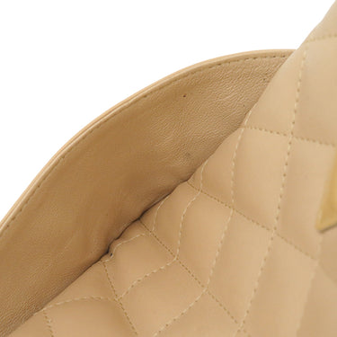 シャネル CHANEL カンボンライン ポシェット A29793 ベージュ レザー パテントレザー ショルダーバッグ シルバー金具 斜め掛け