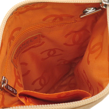 シャネル CHANEL カンボンライン ポシェット A29793 ベージュ レザー パテントレザー ショルダーバッグ シルバー金具 斜め掛け