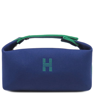 エルメス HERMES ブリッド ア ブラック PM マリン トワルアッシュ ポーチ シルバー金具 新品 未使用 ハンドバッグ バニティバッグ