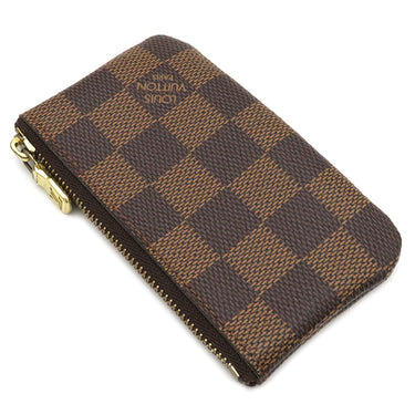 ルイヴィトン LOUIS VUITTON カードキーケース ポシェット クレ N62658 ダミエエベヌ ダミエキャンバス コインケース ゴールド金具 茶 キーチェーン付き