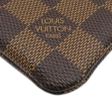 ルイヴィトン LOUIS VUITTON カードキーケース ポシェット クレ N62658 ダミエエベヌ ダミエキャンバス コインケース ゴールド金具 茶 キーチェーン付き