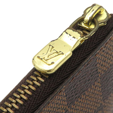 ルイヴィトン LOUIS VUITTON カードキーケース ポシェット クレ N62658 ダミエエベヌ ダミエキャンバス コインケース ゴールド金具 茶 キーチェーン付き
