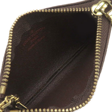 ルイヴィトン LOUIS VUITTON カードキーケース ポシェット クレ N62658 ダミエエベヌ ダミエキャンバス コインケース ゴールド金具 茶 キーチェーン付き