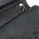 シャネル CHANEL マトラッセ 25 フラップバッグ A01112 ブラック キャビアスキン ショルダーバッグ シルバー金具 ダブルチェーン ダブルフラップ ココマーク 黒
