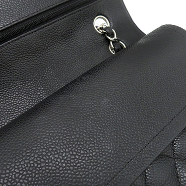 シャネル CHANEL マトラッセ 25 フラップバッグ A01112 ブラック キャビアスキン ショルダーバッグ シルバー金具 ダブルチェーン ダブルフラップ ココマーク 黒