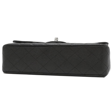 シャネル CHANEL マトラッセ 25 フラップバッグ A01112 ブラック キャビアスキン ショルダーバッグ シルバー金具 ダブルチェーン ダブルフラップ ココマーク 黒