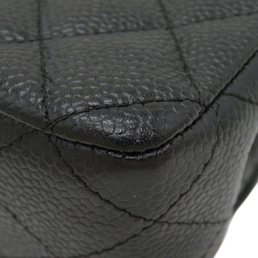 シャネル CHANEL マトラッセ 25 フラップバッグ A01112 ブラック キャビアスキン ショルダーバッグ シルバー金具 ダブルチェーン ダブルフラップ ココマーク 黒