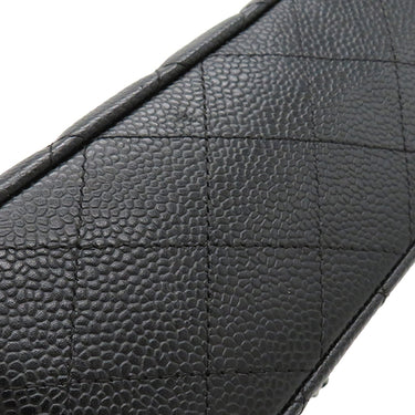 シャネル CHANEL マトラッセ 25 フラップバッグ A01112 ブラック キャビアスキン ショルダーバッグ シルバー金具 ダブルチェーン ダブルフラップ ココマーク 黒