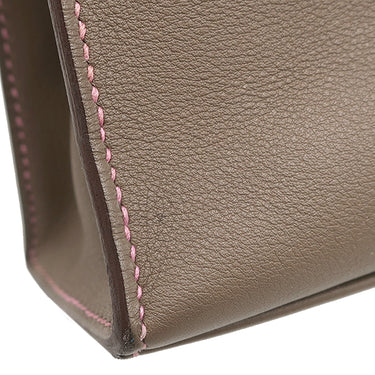 エルメス HERMES ポシェットケリー エトゥープ×ウノピンク スイフト ハンドバッグ シルバー金具 グレージュ ミニバッグ バイカラー