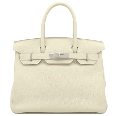 エルメス HERMES バーキン30 クレ トゴ ハンドバッグ シルバー金具 オフホワイト