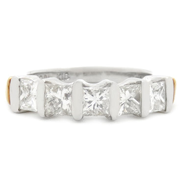 ノンブランド NON BRAND ダイヤリング プラチナシルバー Pt900 K18YG ダイヤモンド リング 指輪 6号