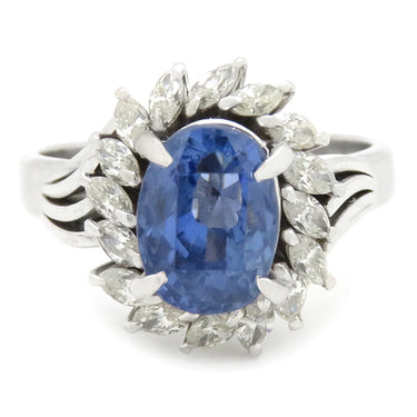 ノンブランド NON BRAND ブルーサファイア ダイヤリング プラチナシルバー Pt900 サファイア リング 指輪 青 非加熱 スリランカ産 12号