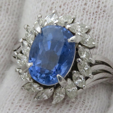 ノンブランド NON BRAND ブルーサファイア ダイヤリング プラチナシルバー Pt900 サファイア リング 指輪 青 非加熱 スリランカ産 12号