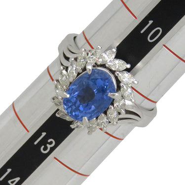 ノンブランド NON BRAND ブルーサファイア ダイヤリング プラチナシルバー Pt900 サファイア リング 指輪 青 非加熱 スリランカ産 12号