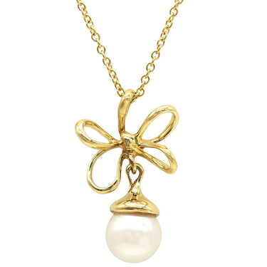 ティファニー Tiffany & Co パール ペンダント イエローゴールド K18YG パール ネックレス フラワーモチーフ 750YG 18金