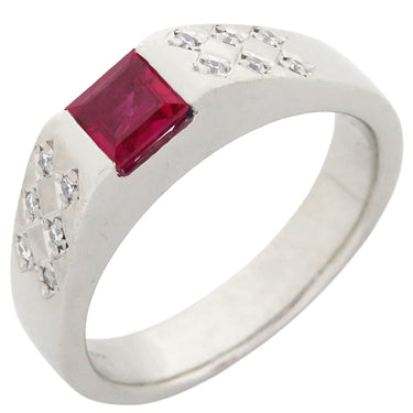 ノンブランド NON BRAND ルビー ダイヤリング プラチナシルバー Pt900 ルビー ダイヤモンド リング 指輪 レッド 赤 17号