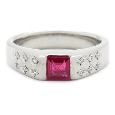 ノンブランド NON BRAND ルビー ダイヤリング プラチナシルバー Pt900 ルビー ダイヤモンド リング 指輪 レッド 赤 17号