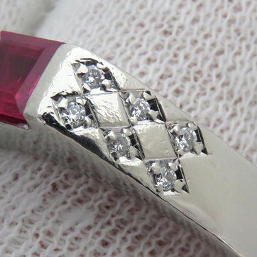 ノンブランド NON BRAND ルビー ダイヤリング プラチナシルバー Pt900 ルビー ダイヤモンド リング 指輪 レッド 赤 17号