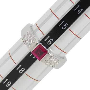 ノンブランド NON BRAND ルビー ダイヤリング プラチナシルバー Pt900 ルビー ダイヤモンド リング 指輪 レッド 赤 17号