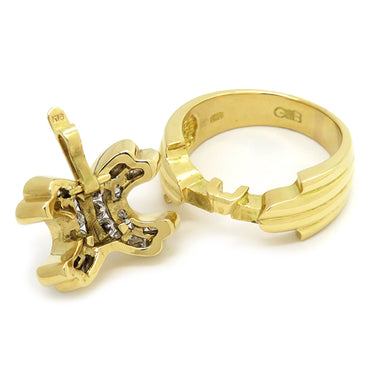 ゲインズボロウ GAINSBOROUGH ダイヤモンド リング イエローゴールド K18YG ダイヤモンド リング 指輪 750 18K 18金 チャーム取り外し可能 12号