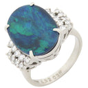 ノンブランド NON BRAND ブラックオパール ダイヤリング プラチナシルバー Pt900 ブラックオパール ダイヤモンド リング 指輪 12号