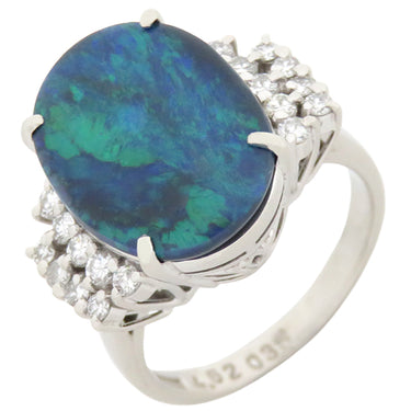 ノンブランド NON BRAND ブラックオパール ダイヤリング プラチナシルバー Pt900 ブラックオパール ダイヤモンド リング 指輪 12号