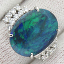 ノンブランド NON BRAND ブラックオパール ダイヤリング プラチナシルバー Pt900 ブラックオパール ダイヤモンド リング 指輪 12号