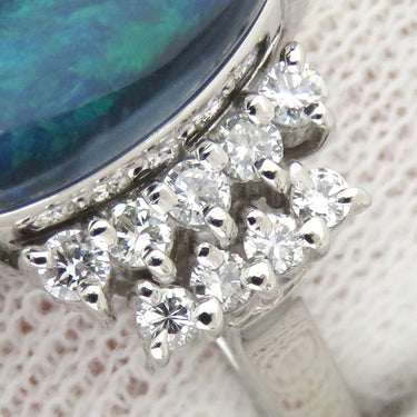 ノンブランド NON BRAND ブラックオパール ダイヤリング プラチナシルバー Pt900 ブラックオパール ダイヤモンド リング 指輪 12号