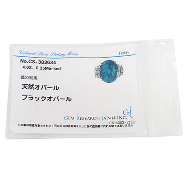 ノンブランド NON BRAND ブラックオパール ダイヤリング プラチナシルバー Pt900 ブラックオパール ダイヤモンド リング 指輪 12号