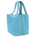 エルメス HERMES ピコタンロックMM ブルーノール トリヨンクレマンス ハンドバッグ シルバー金具 水色