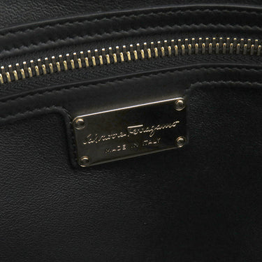 サルヴァトーレ・フェラガモ Salvatore Ferragamo フィアンマ ブラック×ブラウン×ホワイト レザー ハラコ 2WAYバッグ ゴールド金具 黒 茶 白 パッチワーク