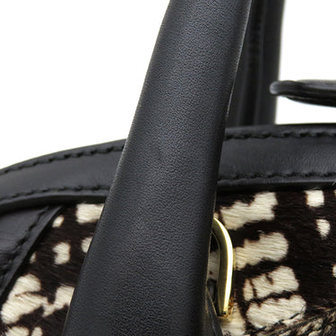 サルヴァトーレ・フェラガモ Salvatore Ferragamo フィアンマ ブラック×ブラウン×ホワイト レザー ハラコ 2WAYバッグ ゴールド金具 黒 茶 白 パッチワーク