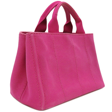 プラダ PRADA カナパ ミニトート BN2439 フューシャ キャンバス トートバッグ ゴールド金具 ハンドバッグ 三角ロゴプレート