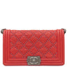 シャネル CHANEL ボーイシャネル A67086 レッド カーフスキン ショルダーバッグ シルバー金具 スタッズ 赤 肩掛け ココマーク