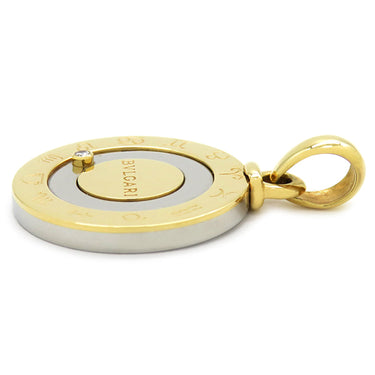 ブルガリ BVLGARI ホロスコープ 1Pダイヤ イエローゴールド×ステンレスシルバー K18YG ステンレス ダイヤモンド ペンダントトップ 回転式 星座
