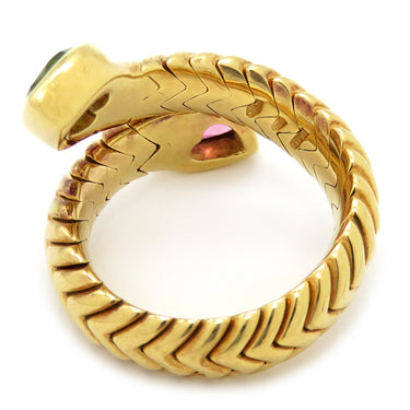 ブルガリ BVLGARI ドッピオ バチェラート ハート イエローゴールド K18YG ピンクトルマリン グリーントルマリン リング 指輪 750 18金 10号