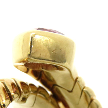 ブルガリ BVLGARI ドッピオ バチェラート ハート イエローゴールド K18YG ピンクトルマリン グリーントルマリン リング 指輪 750 18金 10号