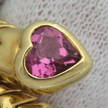 ブルガリ BVLGARI ドッピオ バチェラート ハート イエローゴールド K18YG ピンクトルマリン グリーントルマリン リング 指輪 750 18金 10号