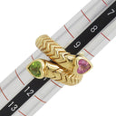 ブルガリ BVLGARI ドッピオ バチェラート ハート イエローゴールド K18YG ピンクトルマリン グリーントルマリン リング 指輪 750 18金 10号
