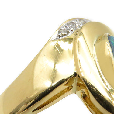 ノンブランド NON BRAND ボルダーオパール リング イエローゴールド K18YG ボルダーオパール ダイヤモンド リング 指輪 11号