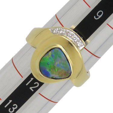 ノンブランド NON BRAND ボルダーオパール リング イエローゴールド K18YG ボルダーオパール ダイヤモンド リング 指輪 11号