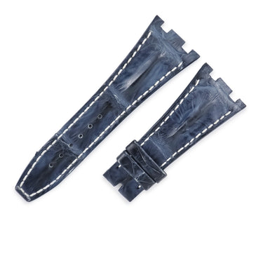 オーデマピゲ AUDEMARS PIGUET ロイヤルオーク オフショア(26170)用 クロコバンド ネイビー クロコダイル 腕時計パーツ 純正 替え ベルト 白ステッチ 28ｍｍ ネイビー 青