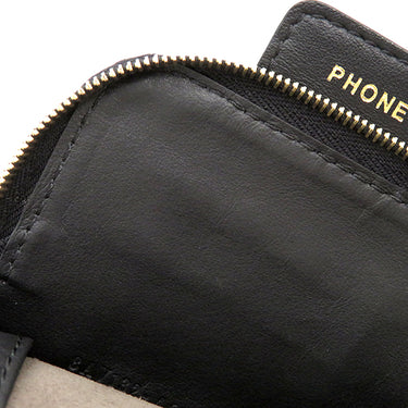 フェンディ FENDI ストラップ ユー スマホケース付き 8AV132 ブラック レザー スマートフォンケース ゴールド金具 ショルダーストラップ ズッカ柄 黒