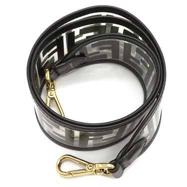 フェンディ FENDI ストラップ ユー スマホケース付き 8AV132 ブラック レザー スマートフォンケース ゴールド金具 ショルダーストラップ ズッカ柄 黒