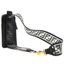 フェンディ FENDI ストラップ ユー スマホケース付き 8AV132 ブラック レザー スマートフォンケース ゴールド金具 ショルダーストラップ ズッカ柄 黒