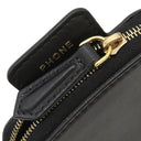 フェンディ FENDI ストラップ ユー スマホケース付き 8AV132 ブラック レザー スマートフォンケース ゴールド金具 ショルダーストラップ ズッカ柄 黒