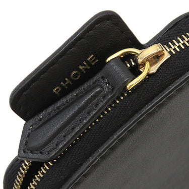 フェンディ FENDI ストラップ ユー スマホケース付き 8AV132 ブラック レザー スマートフォンケース ゴールド金具 ショルダーストラップ ズッカ柄 黒